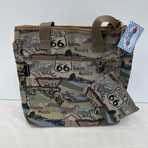 Karriage Mate Route 66 Purse & Wallet Tapestry Travel Shopping Tote Bag US Cars